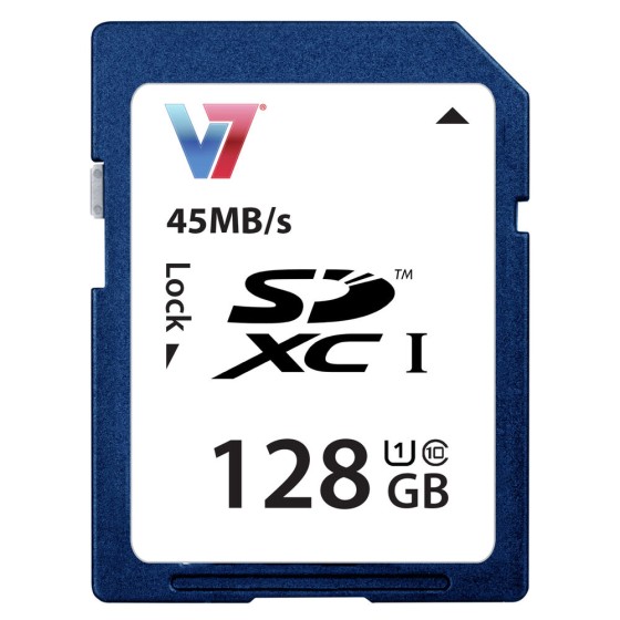 Carte Mémoire Micro SD avec Adaptateur V7 VASDX128GUHS1R-2E    128GB