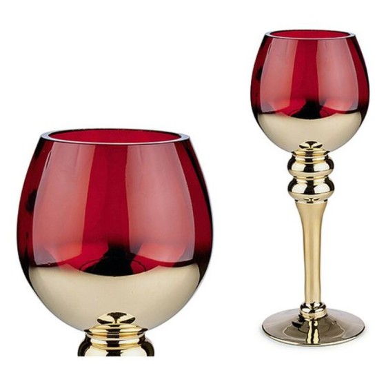 Bougeoir Rouge Verre Or (13...