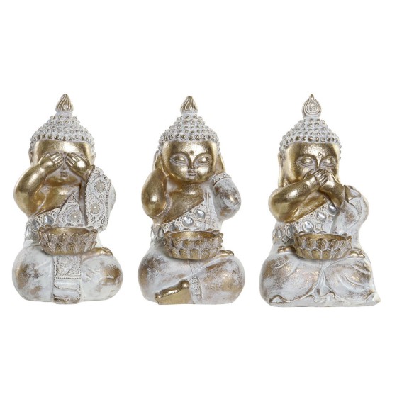 Figurine Décorative DKD Home Decor Doré Buda Résine (10 x 9 x 17 cm) (3 pcs)