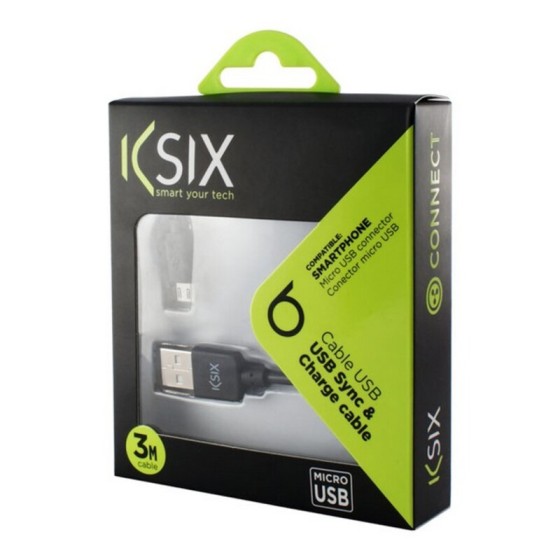 Câble USB vers Micro USB KSIX 3 m Noir