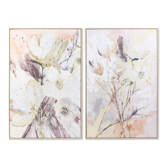 Cadre DKD Home Decor Toile Abstrait Fleurs (83 x 4.5 x 123 cm) (2 pcs)