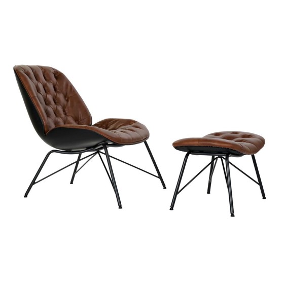 Fauteuil DKD Home Decor Marron Noir Métal Polyuréthane (2 pcs)