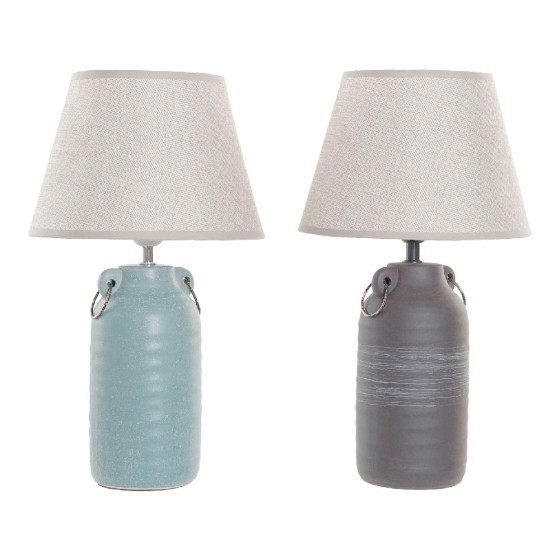 Lampe de bureau DKD Home Decor Bleu Noir Polyester Porcelaine (2 pcs) (25 x 25 x 44 cm)