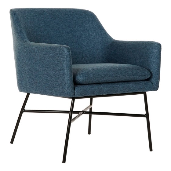 Fauteuil DKD Home Decor Bleu Noir Polyester Métal (66 x 62 x 75 cm)