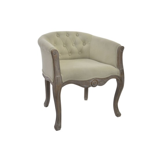 Fauteuil DKD Home Decor Beige Marron Polyester Bois d'hévéa (61 x 61 x 69 cm)