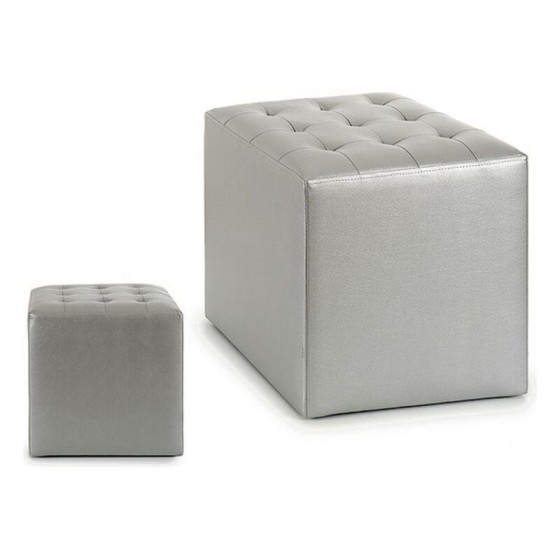 Pouf Cuir Argent (35 x 35 x...