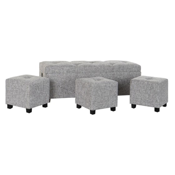 Coffre DKD Home Decor Noir Gris Lin Bois (4 pcs)