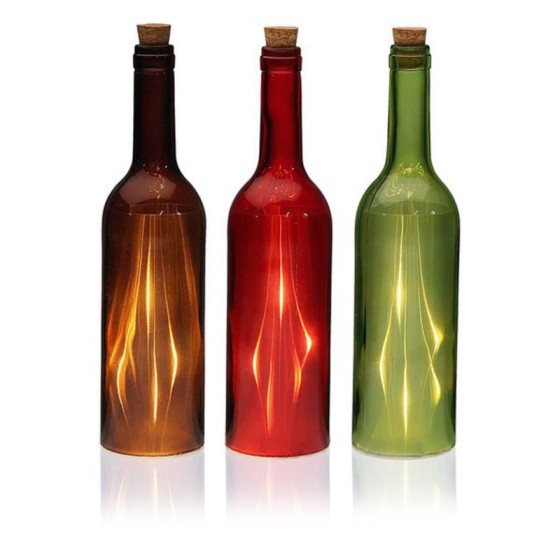 Bouteille LED Verre (7,3 x 28 x 7,3 cm)