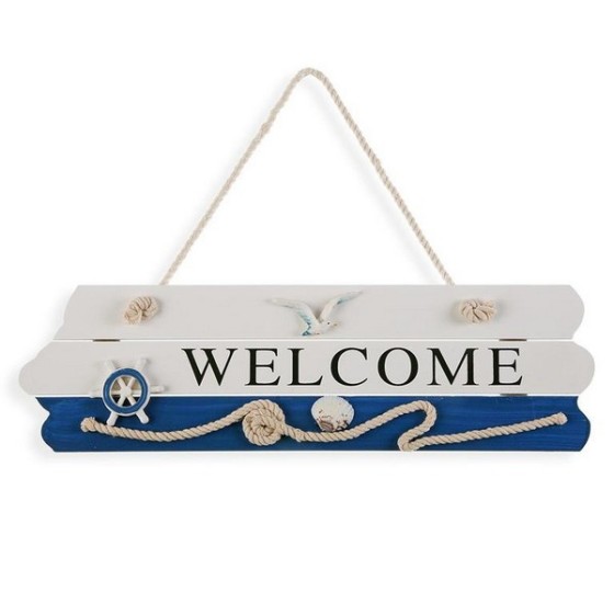 Panneau Welcome Blue Sea Bois (4 x 15 x 40 cm)