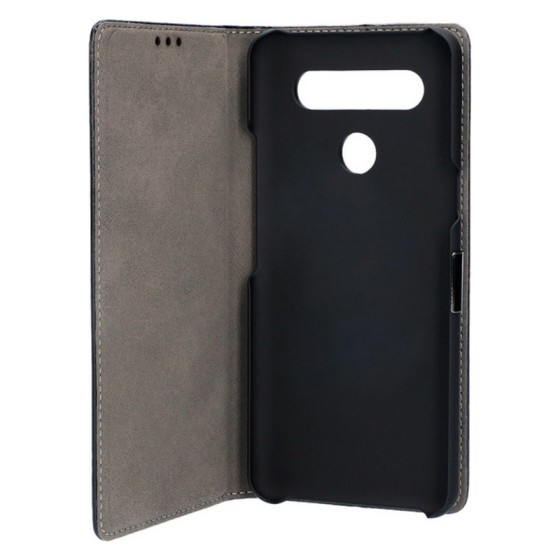 Housse Folio pour Mobile LG K61 KSIX Standing Noir TPU Cuir Synthétique