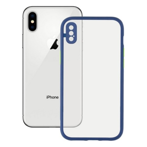 Protection pour téléphone portable iPhone X , XS KSIX Duo Soft Bleu