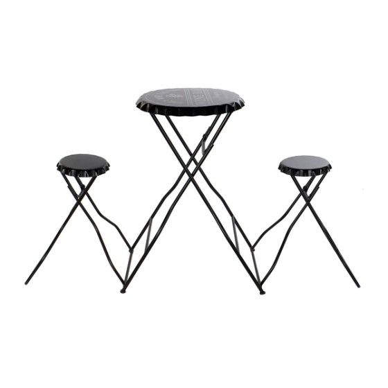 Ensemble Table + 2 Chaises DKD Home Decor Wine Bar Métal (3 pcs)