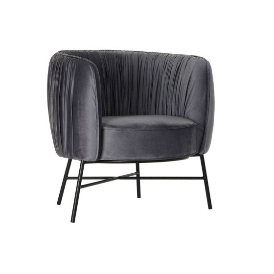 Fauteuil DKD Home Decor Noir Gris Polyester Métal (78 x 74 x 78 cm)