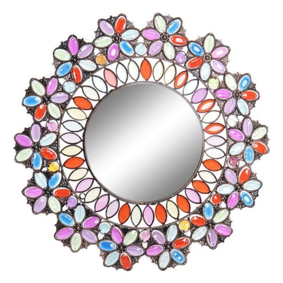 Miroir mural DKD Home Decor Multicouleur Rond Métal (49 x 1 x 49 cm)