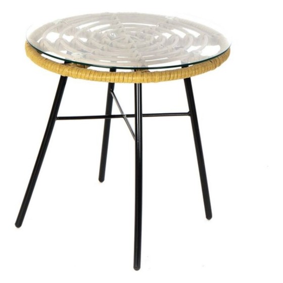 Table d'appoint DKD Home Decor Métal Verre Rotin (44 x 44 x 43 cm)