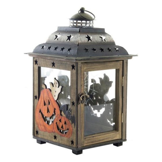 Lampion DKD Home Decor Bois Métal Halloween (22 x 22 x 36 cm)