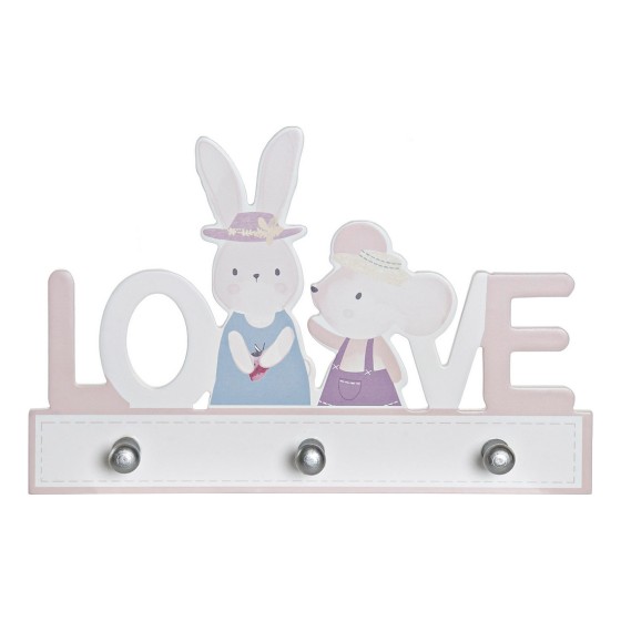 Portemanteau DKD Home Decor Love Bois MDF Lapin