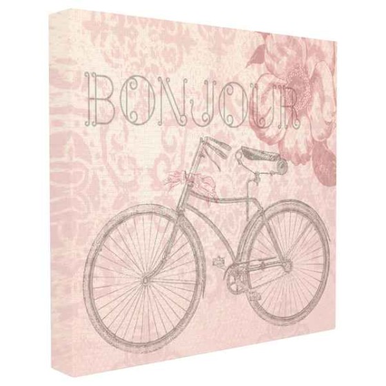 Toile Bonjour Vintage (62 x 5 x 62 cm) (Reconditionné C)