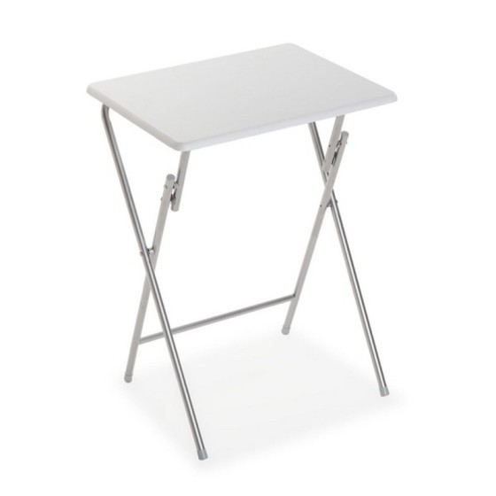 Table Piable Blanc Métal Bois MDF (37,5 x 65,5 x 47,5 cm)