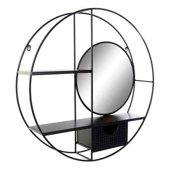 Étagère DKD Home Decor Miroir Noir Métal (70 x 15.5 x 70 cm)