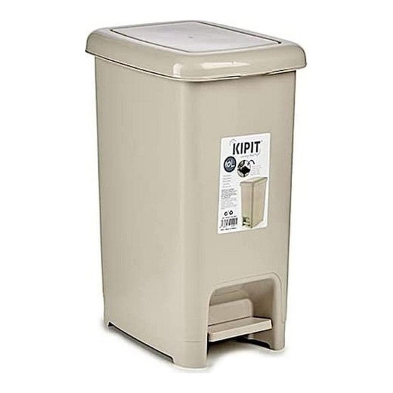 Seau à déchets avec pédale Beige Plastique 10 L (20 x 34,5 x 27 cm)