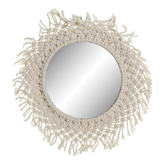 Miroir mural DKD Home Decor Beige Coton Verre Macramé (38 x 3 x 38 cm)