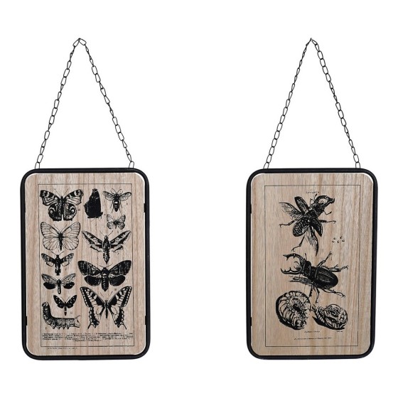 Cadre DKD Home Decor Insectes Noir Métal Bois MDF (2 pcs) (20.5 x 1 x 32 cm)