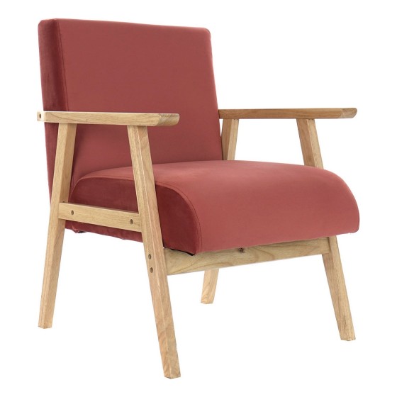 Fauteuil DKD Home Decor Rouge Polyester Bois MDF (61 x 63 x 77 cm)