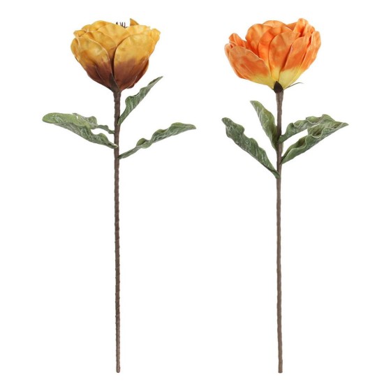 Fleurs décoratives DKD Home Decor Jaune Orange EVA (éthylène-acétate de vinyle) (2 pcs)