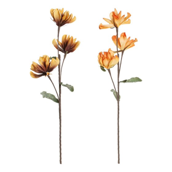 Fleurs décoratives DKD Home Decor Jaune Orange EVA (éthylène-acétate de vinyle) (2 pcs)