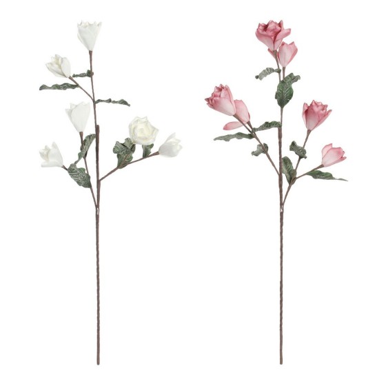 Bouquets DKD Home Decor Blanc Rose EVA (éthylène-acétate de vinyle) (2 pcs)