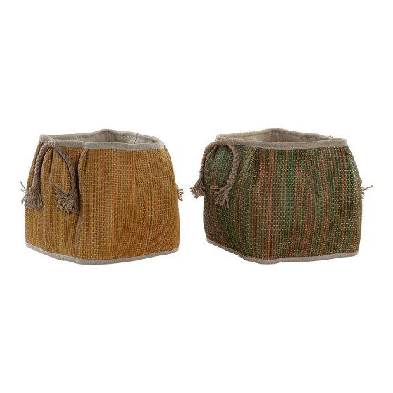 Panier DKD Home Decor Coton Fibre Boho (2 pcs)