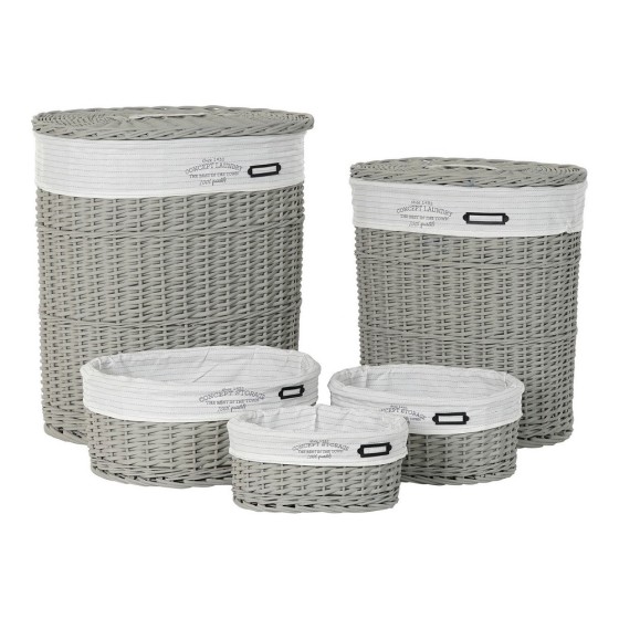 Set de basket DKD Home Decor Gris Polyester osier (5 pcs)