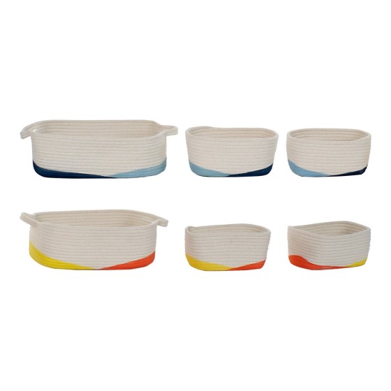 Set de basket DKD Home Decor Coton (3 pcs) (2 pcs) (45 x 23 x 14 cm) (23,5 x 19 x 11 cm) (26 x 17 x 11,5 cm)