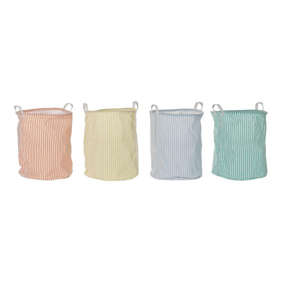 Panier à linge DKD Home Decor A rayures Polyester Coton (4 pcs) (36 x 36 x 52 cm)