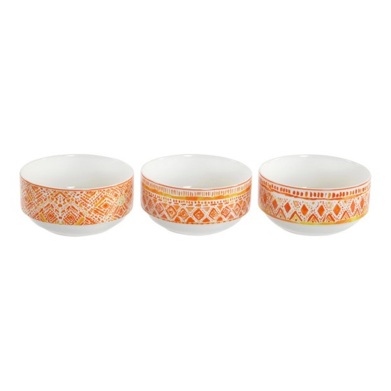 Bol DKD Home Decor Porcelaine Colonial (400 ml) (3 pcs) (13.5 x 13.5 x 8 cm)