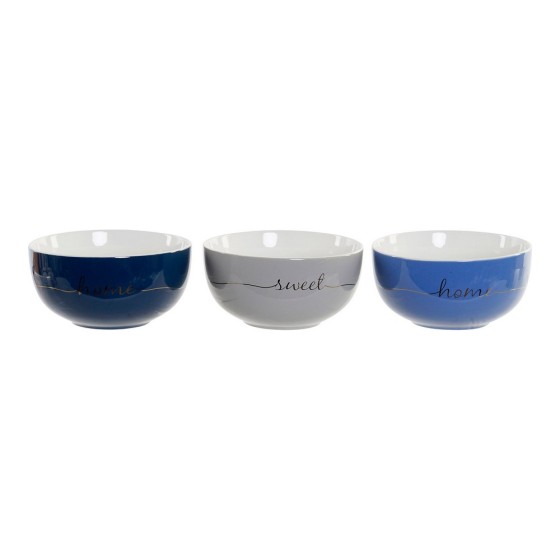 Bol DKD Home Decor Porcelaine Bone China (400 ml) (3 pcs) (13.5 x 13.5 x 7 cm)