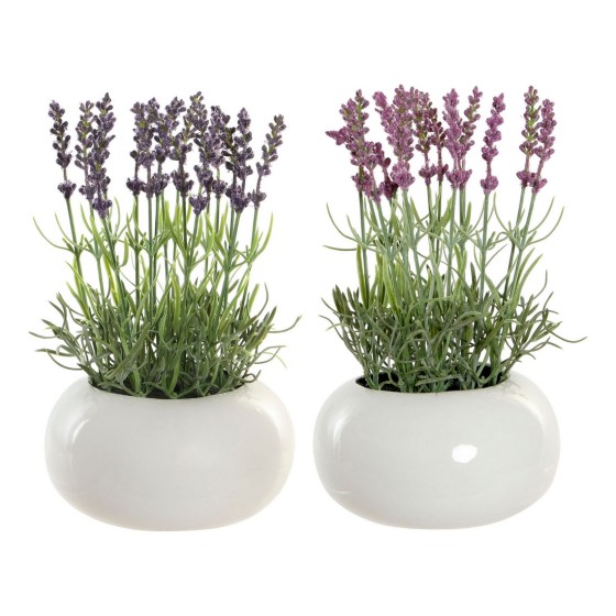 Plante décorative DKD Home Decor Lavande Rose Polyéthylène Dolomite Lila (17 x 17 x 27 cm) (2 pcs)