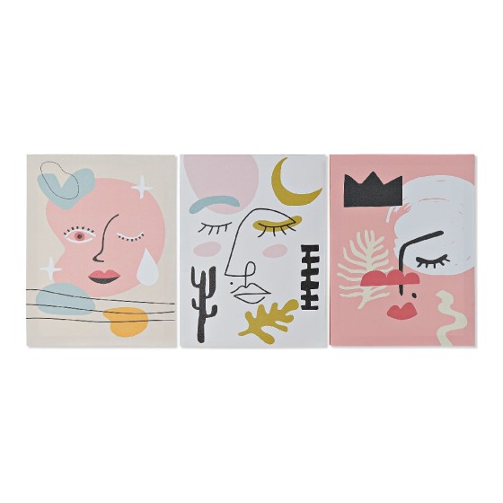 Cadre DKD Home Decor Face Toile Abstrait (3 pcs) (30 x 1.8 x 40 cm)