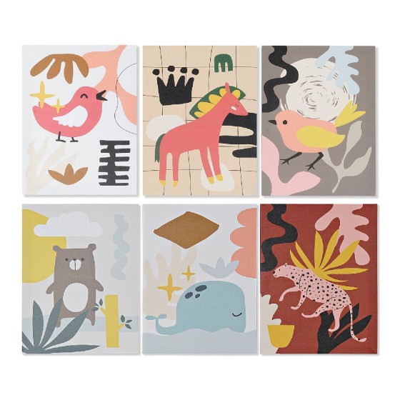 Cadre DKD Home Decor Animals Toile (6 pcs) (30 x 1.8 x 40 cm)