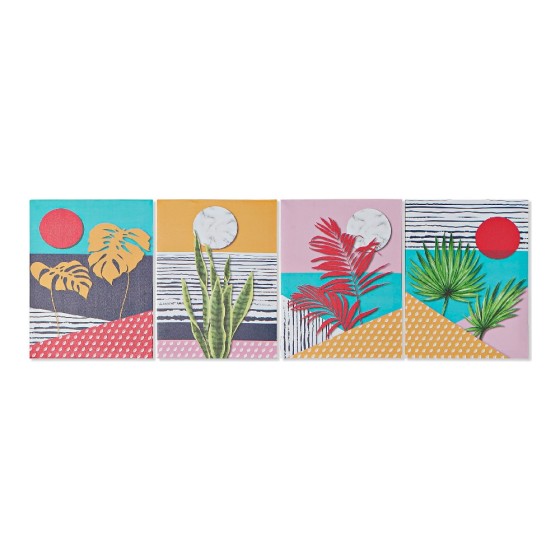 Cadre DKD Home Decor Tropical Toile (4 pcs) (30 x 1.8 x 40 cm)