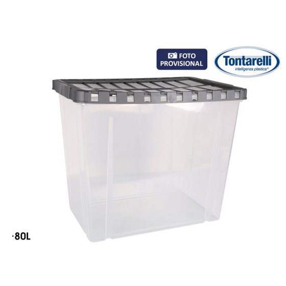 Boîte de rangement avec couvercle Double Transparent Anthracite (80 L)