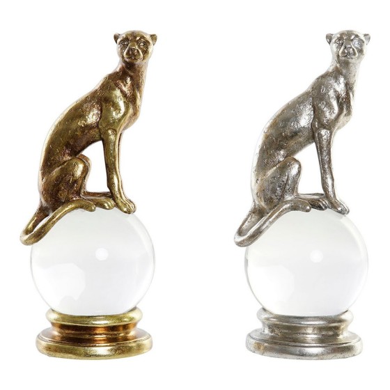 Figurine Décorative DKD Home Decor Résine Verre Léopard (2 pcs) (12 x 11 x 28 cm)