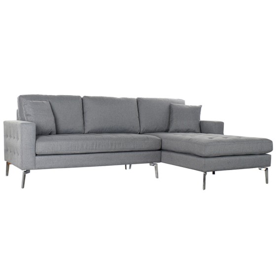 Canapé chaise longue DKD Home Decor Lin Métal Gris foncé (237 x 160 x 85 cm)