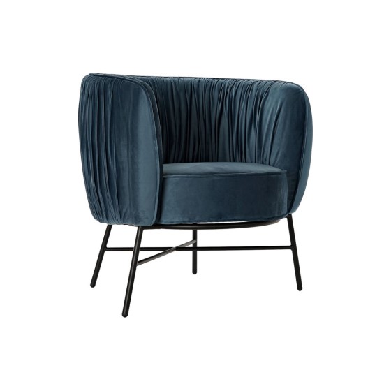 Fauteuil DKD Home Decor Bleu Noir Polyester Métal (78 x 74 x 78 cm)