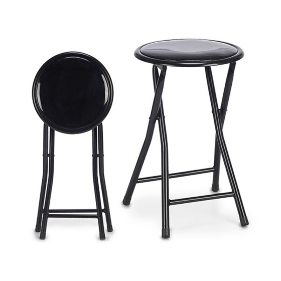 Tabouret Pliant Noir PVC...