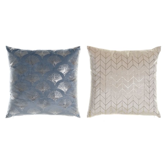 Coussin DKD Home Decor Bleu Beige Polyester (2 pcs) (45 x 45 x 10 cm)