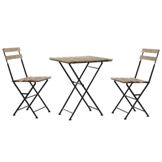 Ensemble Table + Chaises DKD Home Decor Noir Métal Marron Pin (3 pcs)